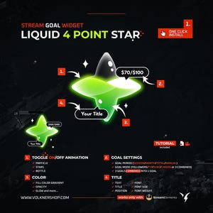 Kawaii Star Goal Widget | Glass Twitch Goals | Fully Customizable | Sub Goal | Donation Widget | Streamer | StreamElements