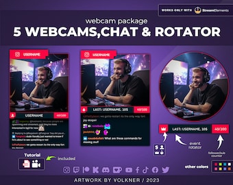 Customizable Red Twitch Webcam Overlay | Webcam and Rotator Widget | Subscriber/Follower/Tip | Event Rotator Widget | streamelements | OSA
