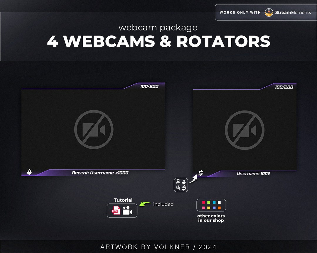 Purple Futuristic Webcam Overlay | Rotator Widget | Widget for Twitch ...