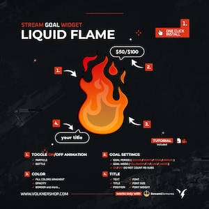 Liquid Flame Goal Widget | Elemental Twitch Goals | Fully Customizable | Sub Goal | Donation Widget | Streamer | StreamElements