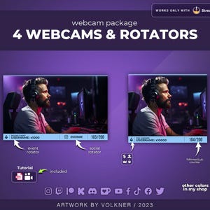 Light Blue Webcam Overlay for Twitch | Webcam and Rotator Widget | Subs/Follower/Tip | Rotating Social Media Overlay | Streamelements | OBS