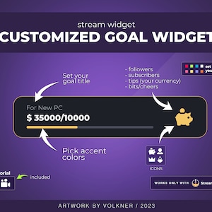 Animated Event Goal Widget (CUSTOM COLORS) | Twitch | Minimal | Aesthetic | Simple | Streamer | Sub Goal | Horizontal