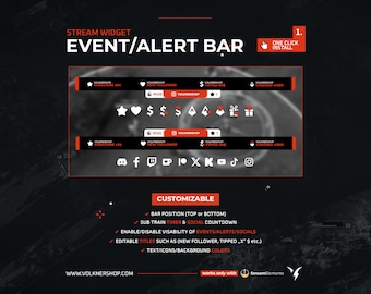 Label Bar Twitch Widget | Stream Alerts | Event Rotator |  Customizable | Tips/Sub/Cheers/Followers | Streamelements