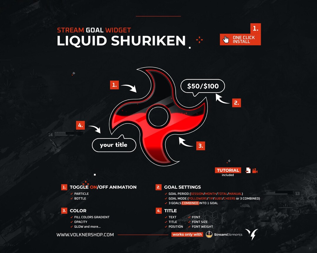 Shuriken Goal Widget | Liquid Twitch Goals | Fully Customizable | Tip ...