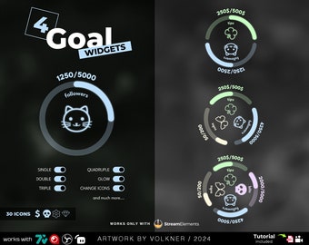 Circle Goal Widget | Twitch Goals for Sub/Follower/Tips/Cheer | Donation Goal Widget | Streamer | StreamElements