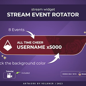Widget Rotateur d'Événement | Superposition de flux | Widgets Rotateurs pour Twitch | Abonné/Suiveur/Cheers Streamelements | OBSC