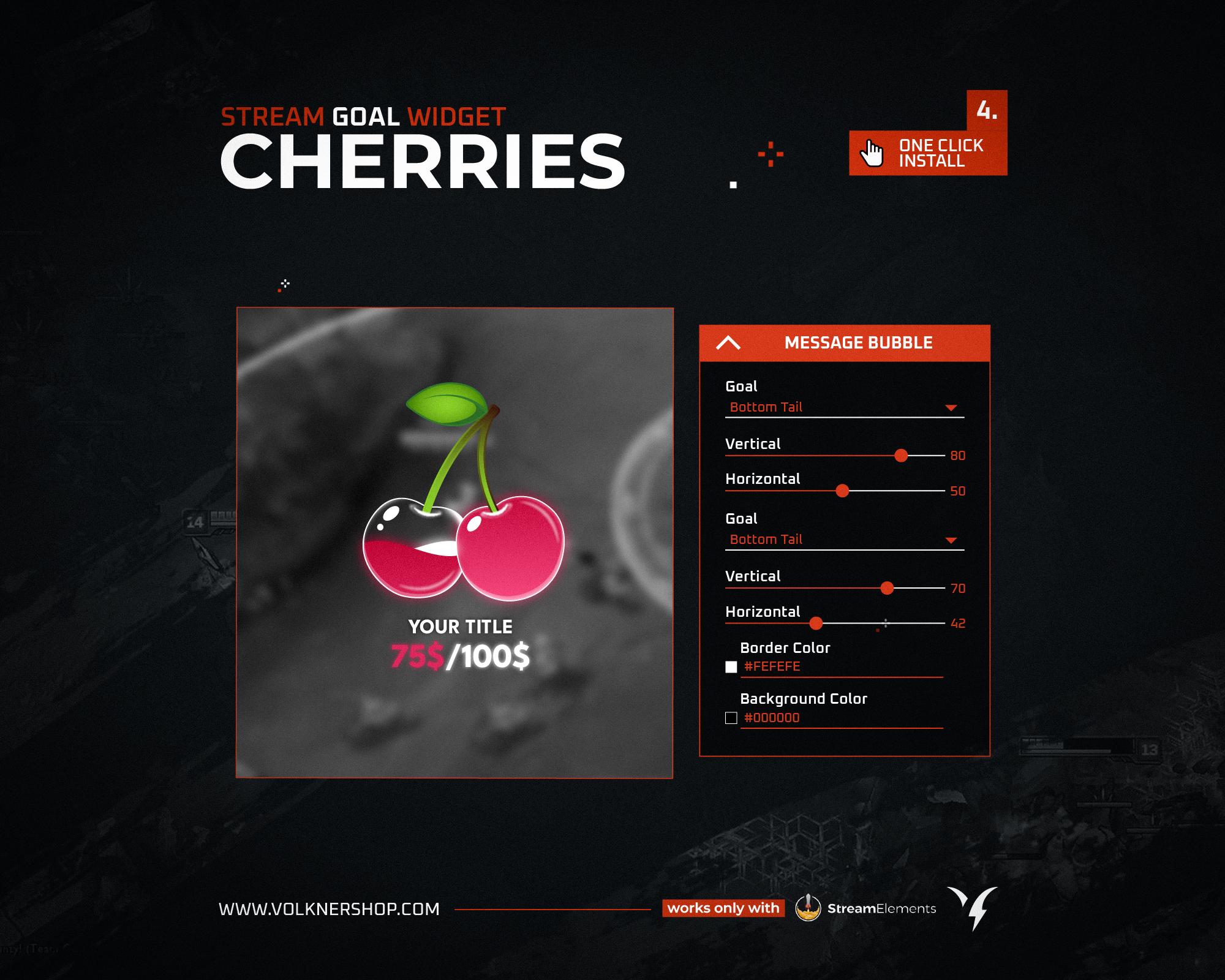 Cherries Goal Widget | Liquid Twitch Goals | Fully Customizable | Sub ...