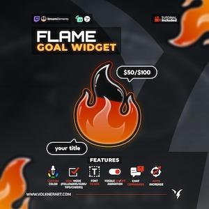 Flame Goal Widget | Liquid Twitch Goals | Fully Customizable | Sub Goal | Donation Widget | Streamer | StreamElements