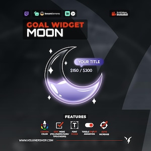 Liquid Moon Twitch Goal Widget - Följare, prenumeranter och donationsspårare - Direkt nedladdning