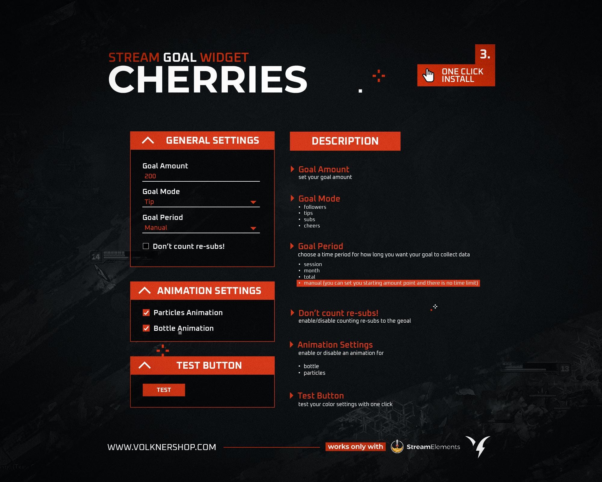 Cherries Goal Widget | Liquid Twitch Goals | Fully Customizable | Sub ...