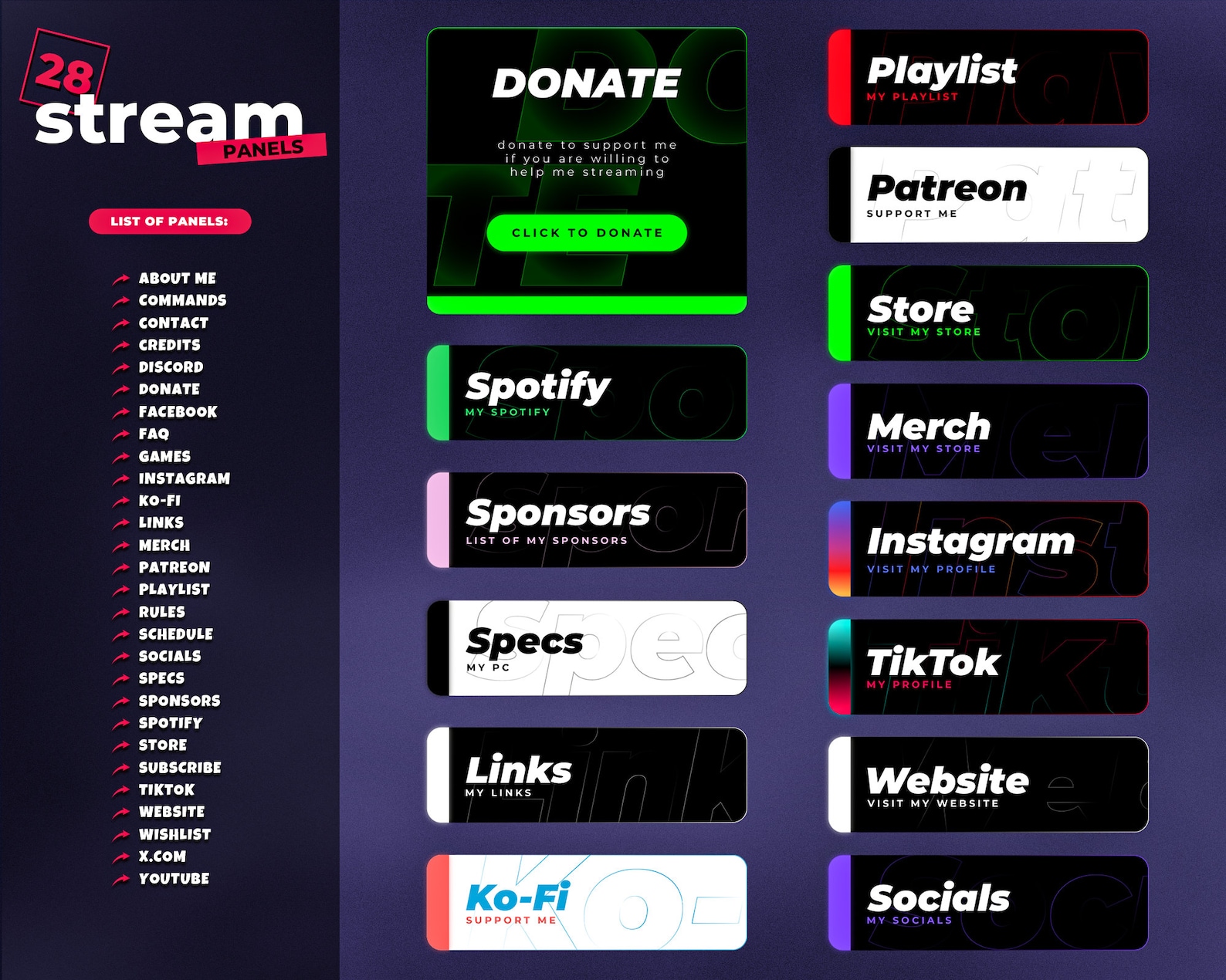 28 Minimalist Stream Panels in Simple Design for Twitch & Kick ...