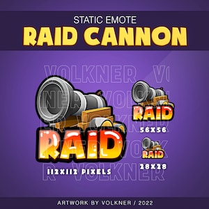 Twitch Animated Raid Emote | ANIMATED + STATIC | Cannon Raid, Cannon Emote, Animated Emote for Twitch/Discord/Youtube