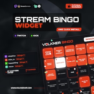 Bingo Twitch Widget - Interactive Game - Trigger by Chat & Channel Points - Instant Download