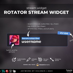 Custom Event Rotator Widget | Twitch Alerts | Stream Goal Widget | LatestFollower etc. | Twitch Event List | Streamelements | OBS