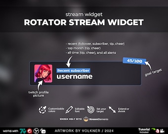 Custom Event Rotator Widget | Twitch Alerts | Stream Goal Widget | LatestFollower etc. | Twitch Event List | Streamelements | OBS