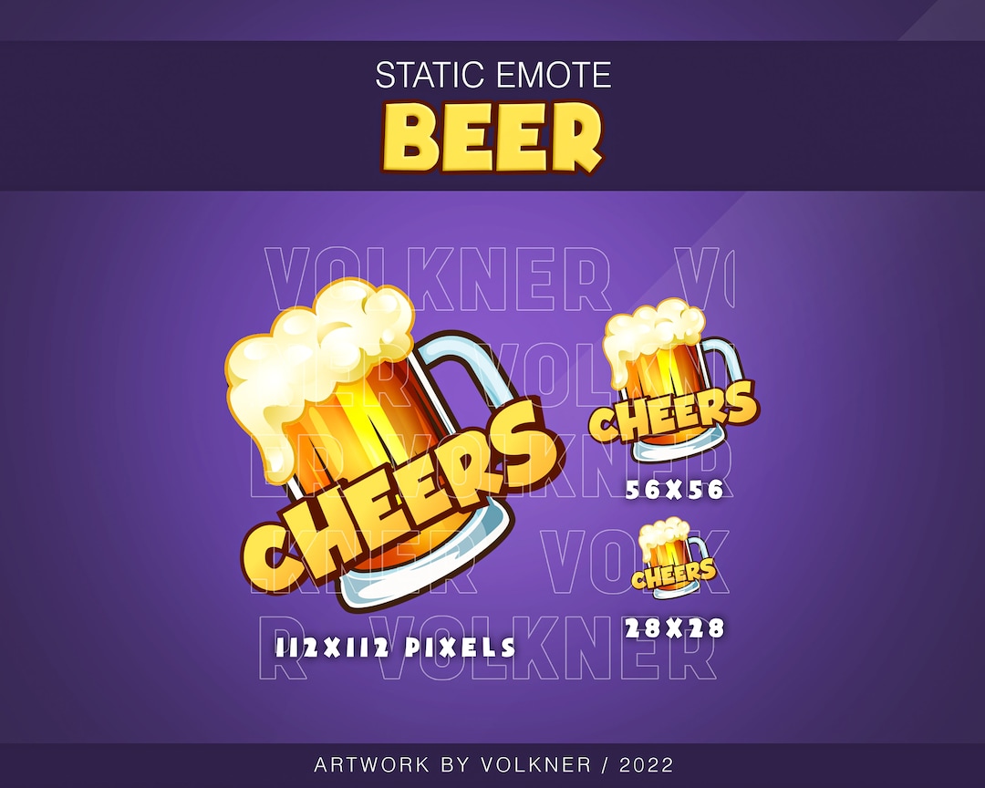 Animated Beer Emotes STATIC 5 Emotes Cheers Drink up Refuel Pouring