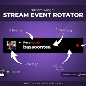 Customizable Event Rotator Widget | Stream Overlay | Rotator Widgets for Twitch | Subscriber/Follower/Cheers Streamelements | OBS