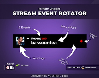 Customizable Event Rotator Widget | Stream Overlay | Rotator Widgets for Twitch | Subscriber/Follower/Cheers Streamelements | OBS