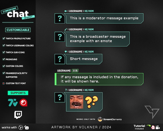 Cyberpunk Twitch Chat Widget | Stream Chat Box | Stream Overlay | Customizable Colors | OBS | Streamelements