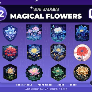 Magical Flower Badges | Twitch Sub Badges | Kick Badges | Streamer Badges | Bits | Discord Roles | Channel Points | Nature