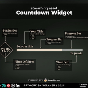 Elegant Countdown Widget | Stream Timer Plugin | Twitch/Youtube/Trovo Overlay for Streamers | Streamelements | OBS