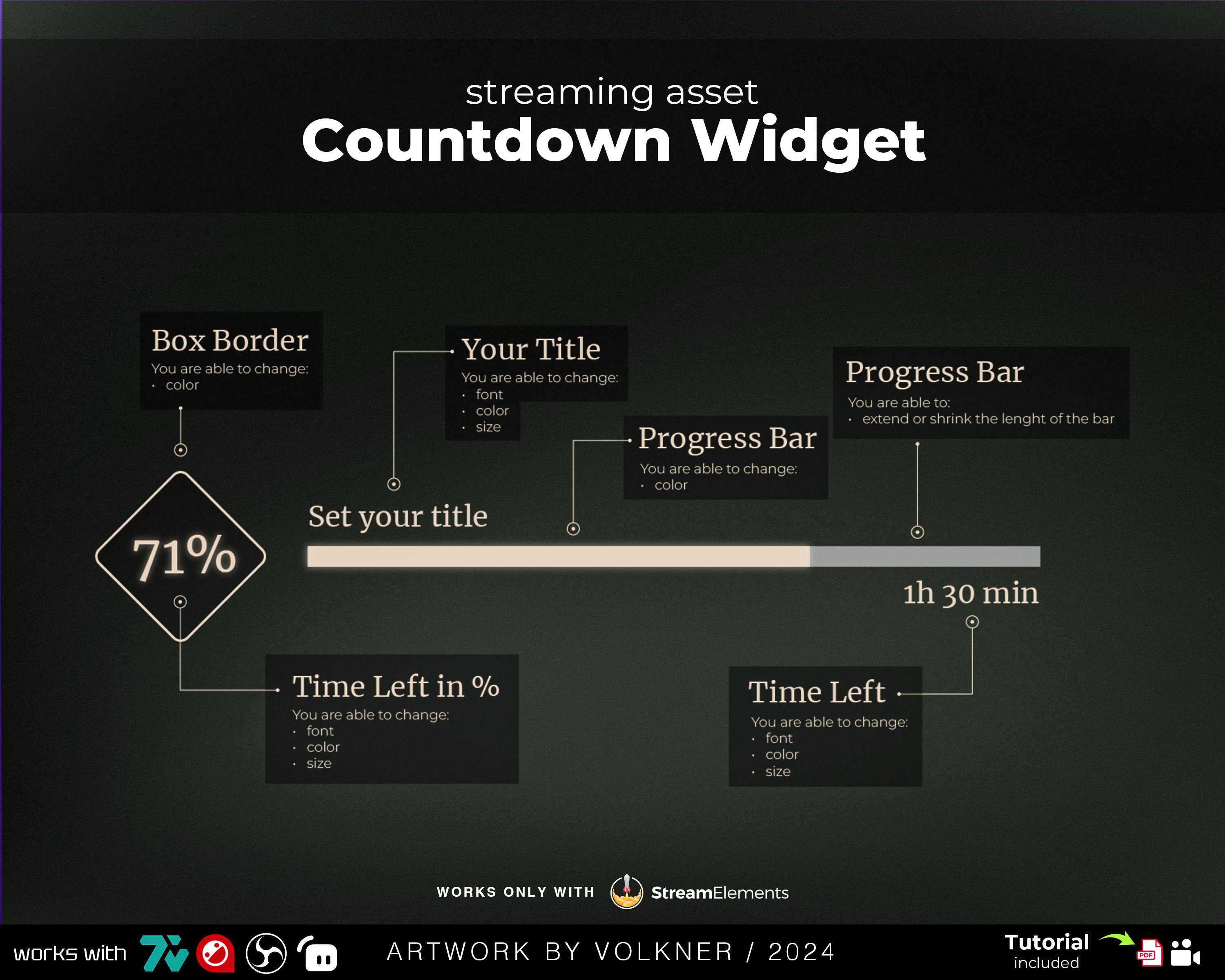 Elegant Countdown Widget Stream Timer Plugin Twitch/youtube/trovo