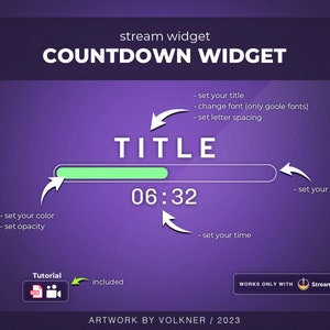 Countdown Widget | Stream Overlay | Twitch/Youtube/Trovo Streamers | Streamelements | OBS