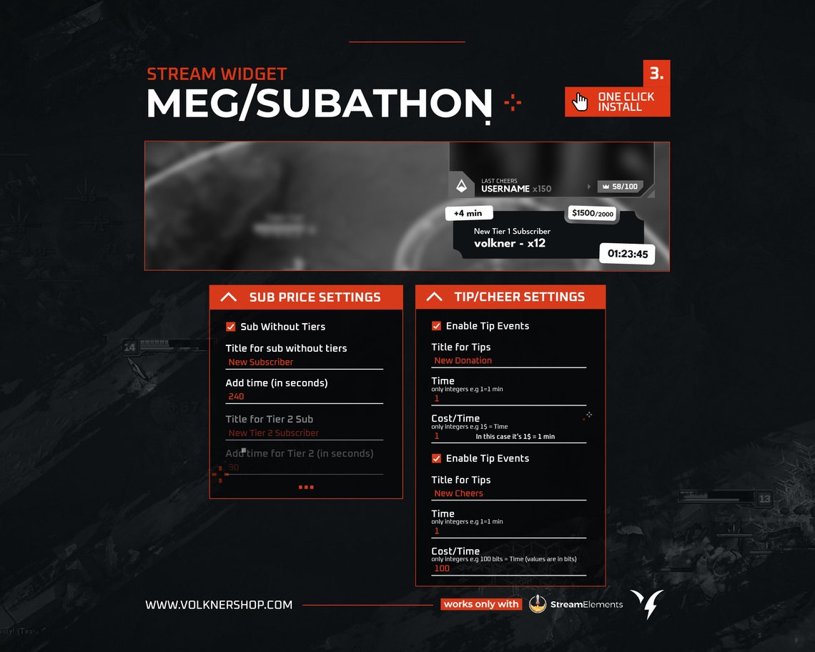 Stream Subathon Timer Twitch Megathon Widget for Streamers – Subathon Timer With Event ...