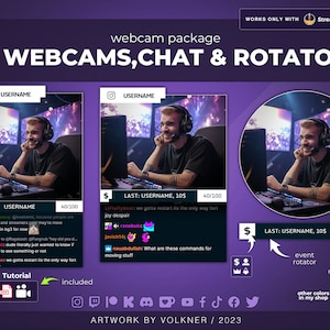 White Cam Overlay for Twitch | Webcam and Rotator Widget | Subs/Follower/Tip | Rotating Social Media Overlay | Streamelements | OBS