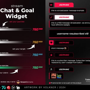 Futuristic Twitch Chat & Goal Widget | Stream Chat Box with Sub Goals | Customizable Colors | OBS | Streamelements