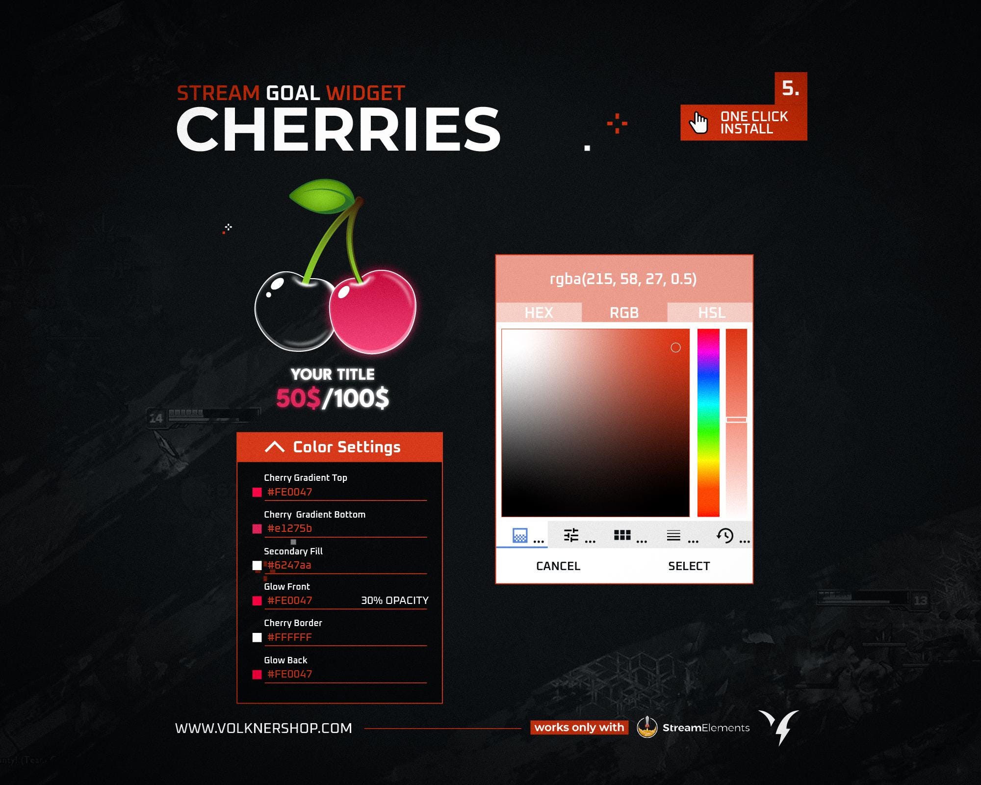 Cherries Goal Widget | Liquid Twitch Goals | Fully Customizable | Sub ...