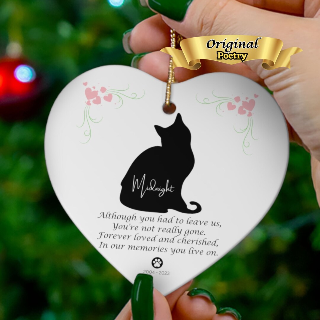 Personalized Cat Loss Memorial Ornament, Cat Sympathy Gift, Cat Loss