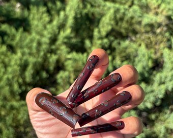 Brown Panther Gel Press on Nails | Brown Leopard Spot with 3D Acrylic Design Press on Nails | 3XL Square Brown/Brown Black Cheetah Print