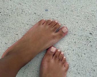 Fully Nude Acrylic Press on Toenails | Full Cover Press on Toes Nude/Acrylic | Handmade Reusable Press on Toenails | Sizing Kit Included