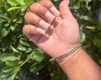 Fully Nude Duck Moon Curve Acrylic Press on Nails | Medium Nude Handmade Reusable Nails