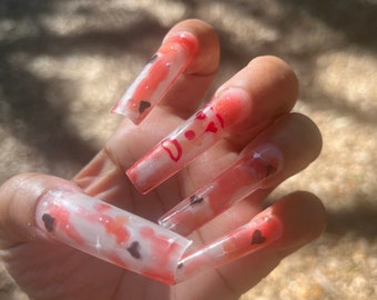 Laugh Now Cry Later Gel Press on Set -Bloodstained Nails-Creepy Clown Nails-Halloween Nails-Press on Nails Red/White/Black Clown Face Nails
