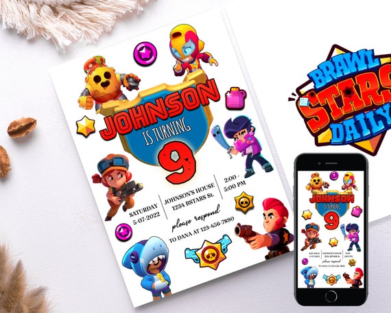 Brawl Stars Invitation Boy Birthday Invite Birthday Party - Etsy