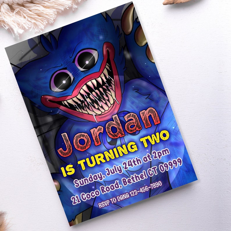 Huggy Wuggy Birthday Invitation Kids Birthday Party - Etsy