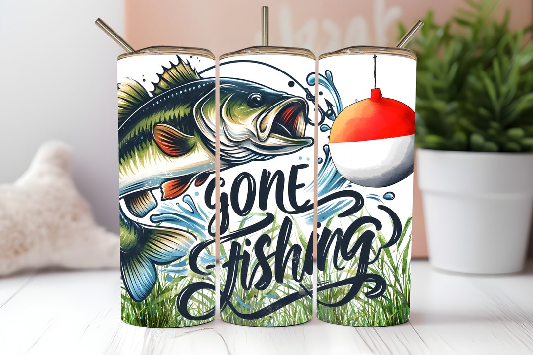 Gone Fishing 20oz Skinny Tumbler Wrap | Fisherman Tumbler Wrap ...