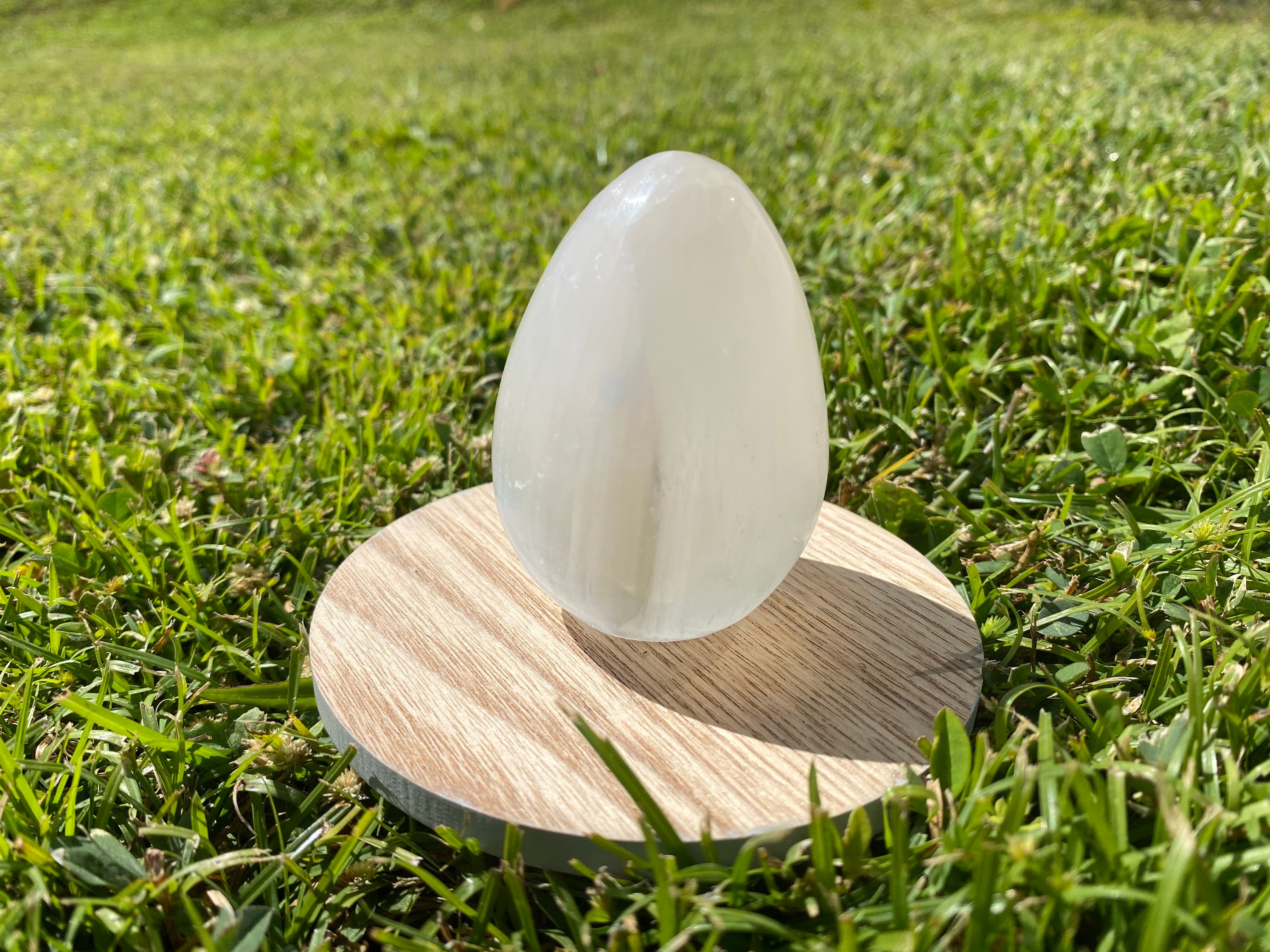 Selenite Polished Egg Flat Bottom