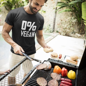 0% Vegan Tee Funny Totally Carnivore T-shirt Meat Eater Trendy Casual Modern Diet Shirt Hilarious BBQ Chef Shirt Eat all the Meats Tee