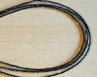 Black Spinel Necklace | 2mm 3mm tiny black spinel choker | 3 strand black gemstone necklace for women | sparkly dainty black jewelry gift