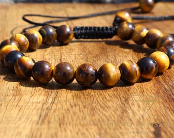 AAA Tiger Eye Bead Bracelet Natural Gemstone 6mm 8mm 10mm 5 to 8.5 inch - Men Women Gemstone Bracelet - Gloss Bead