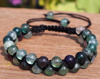 Natural Rainbow Fluorite Stone Bracelet 8mm Fluorite Crystal Bracelet Healing Bracelet Christmas Gift for Her, Gift for Him, Christmas Gift
