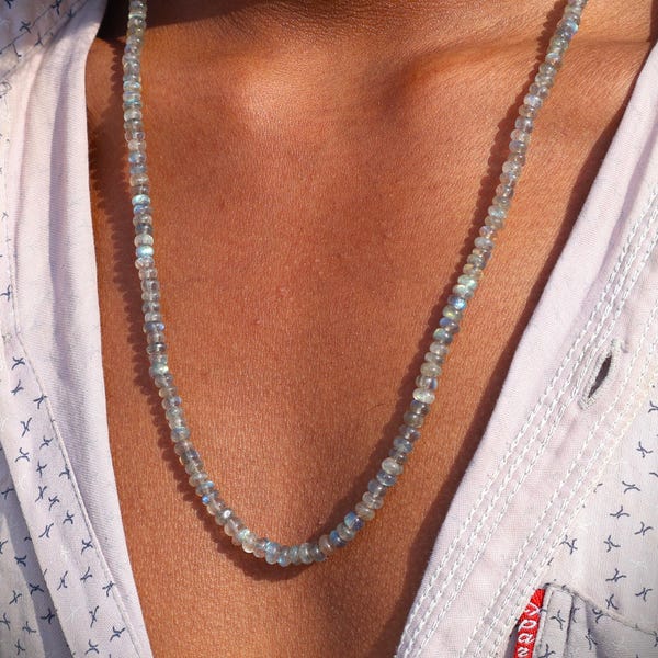 High Flash Blau Labradorit Halskette: Sterling Silber Edelstein Schmuck