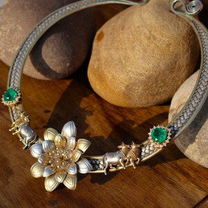 Emerald & Diamond Choker: 22k Gold-Plated Sterling Silver Hasli Necklace
