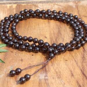 Smoky Quartz 108 Mala Beads - Hand Knotted Japa Mala Necklace For Stress Relief & Detox Yoga Jewelry Gift For Her and Him