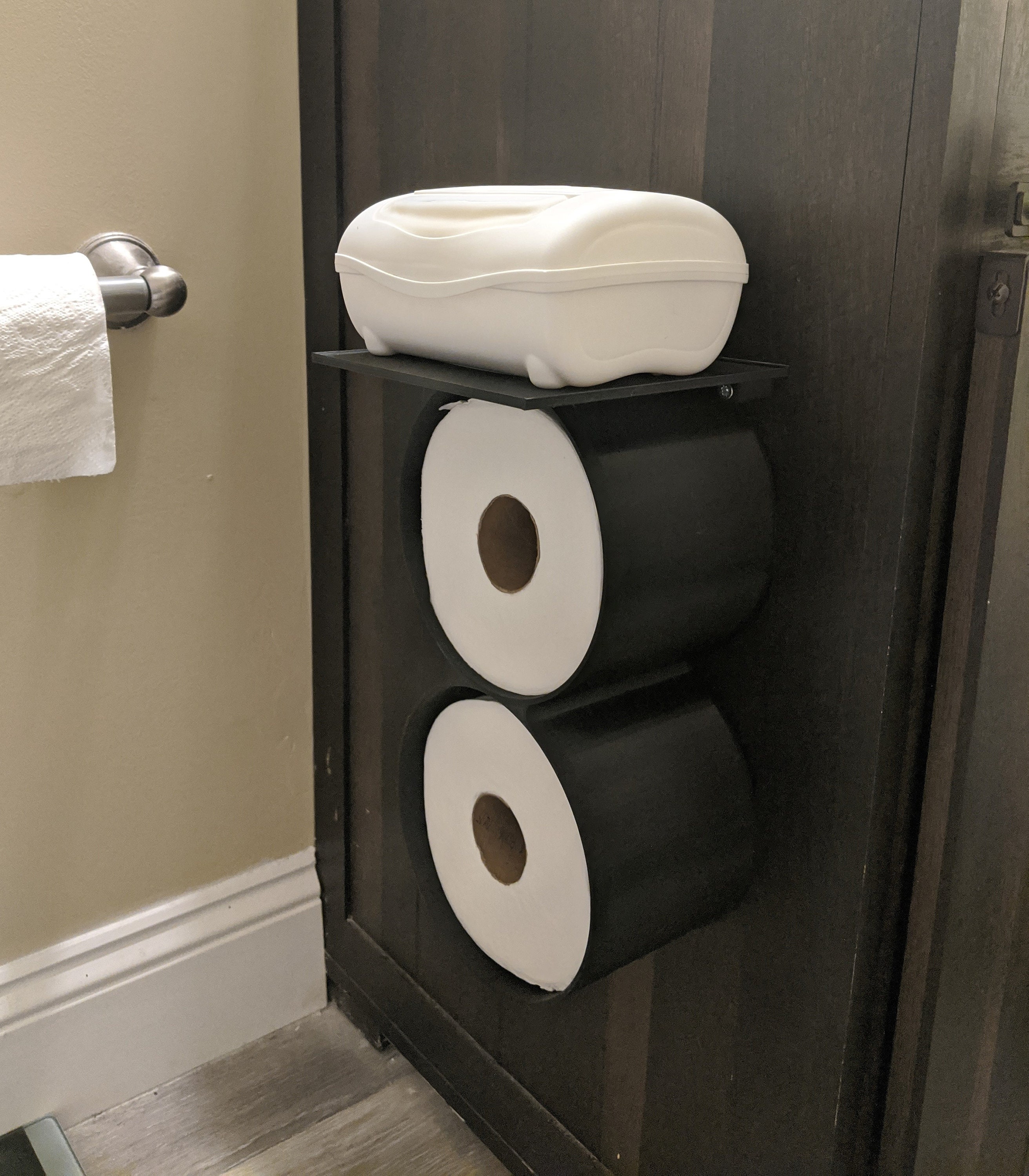 VOLDRA Toilet Paper Holder with Shelf Black Wipes Dispenser Bathroom Toilet  Paper Holder with Storage Upgrade Drawer Design Toilet Tissue Holder