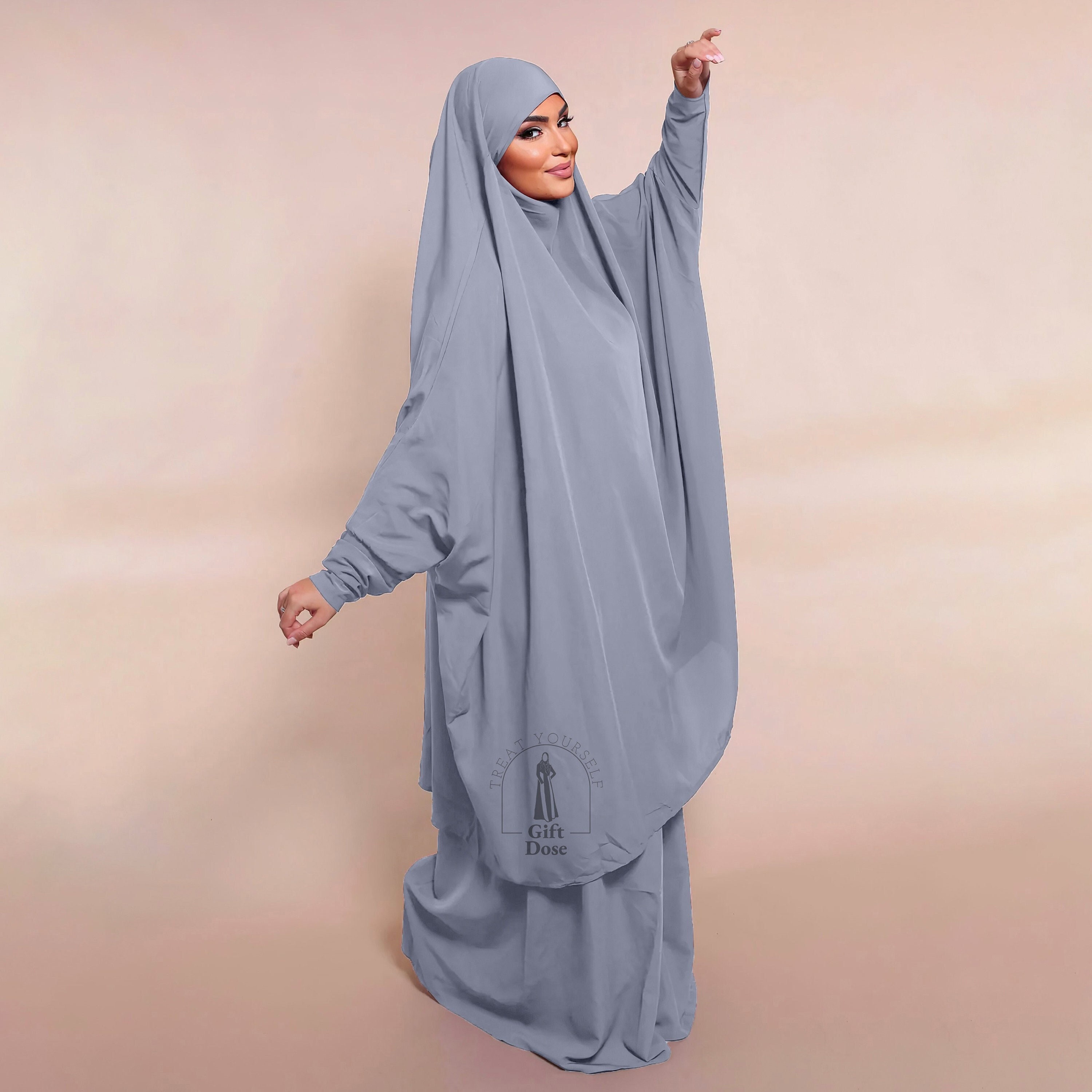 Luxury Two Piece Jilbab With Maxi Skirt Khimar Tie Back picture