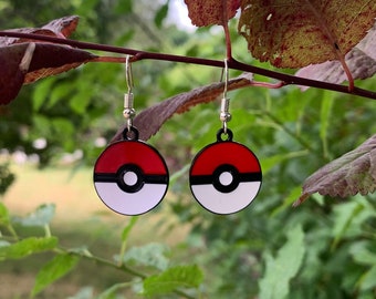 Anime Monster Ball Inspired Earrings